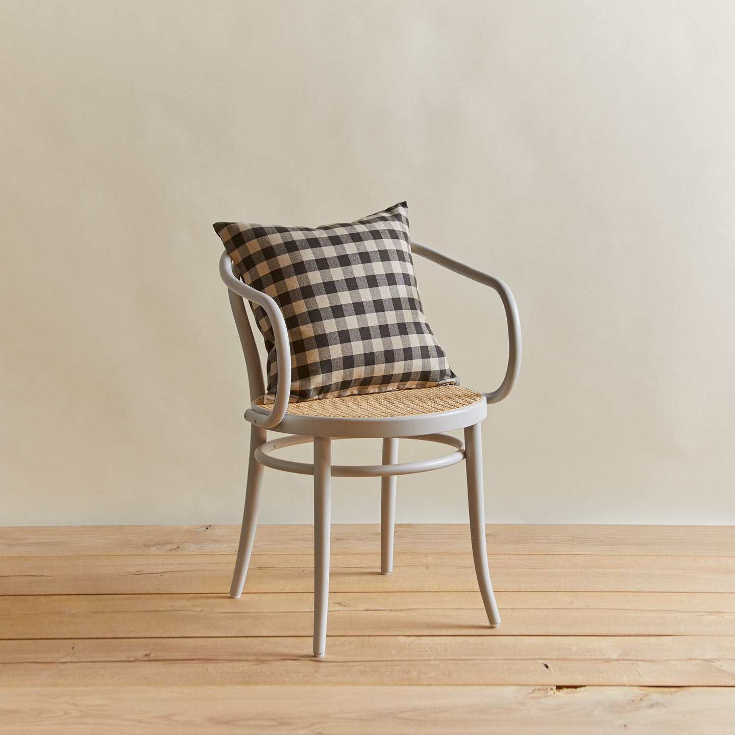 Essential Gingham Cotton Throw Pillow, Black/Light Gray