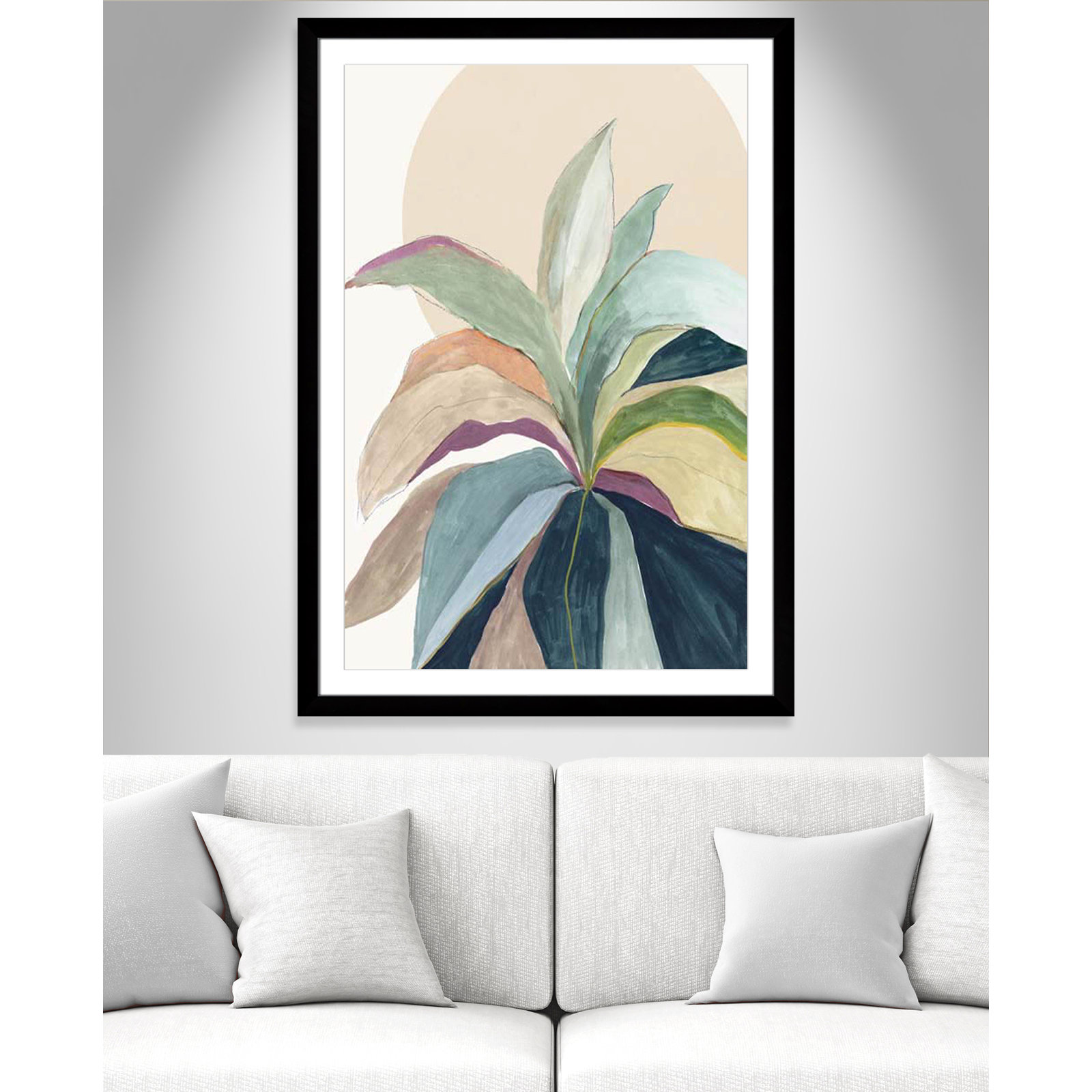 Sherbrooke Sunny Bright Leaves II Framed On Paper by Asia Jensen Print, Black Cube Frame Matted, 49" H x 35" W x 1.25" D  