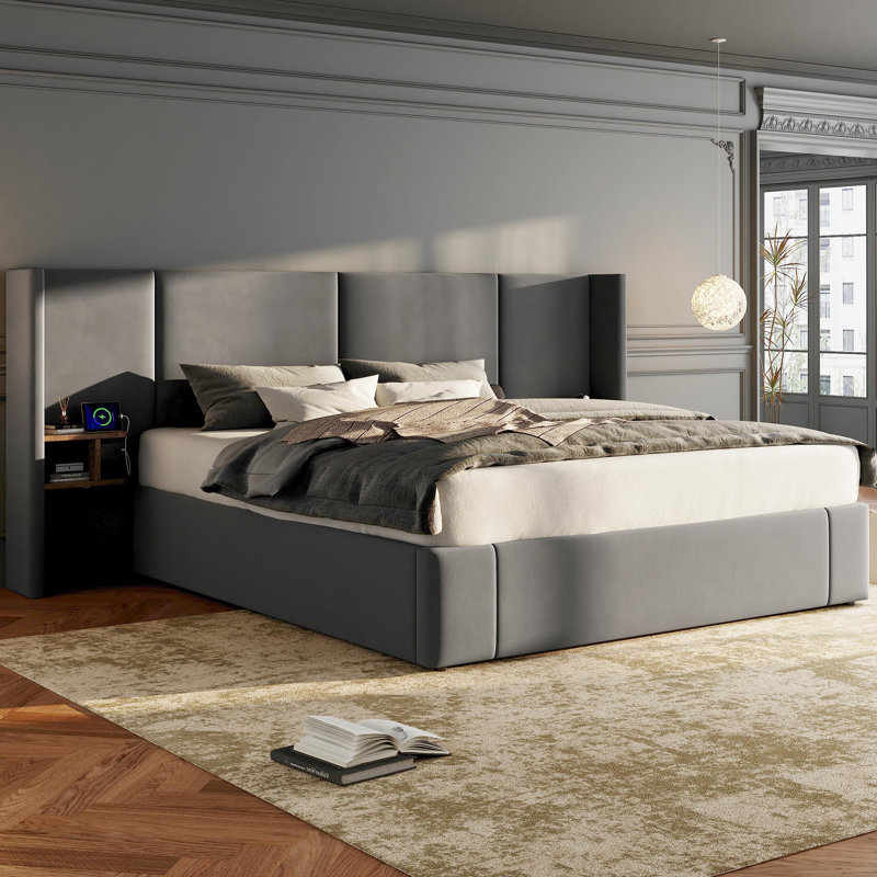 Captola Upholstered Ottoman Storage Bed, Kingsize (5'), Grey