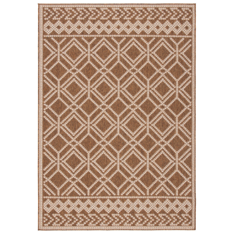 Camel Beige Geometric Hand-knotted Indoor Outdoor Rug