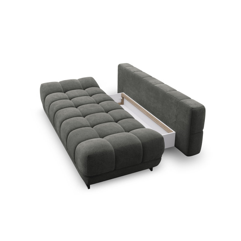 Nicolus 3 Seater Velvet Sofa Bed, Dark Grey