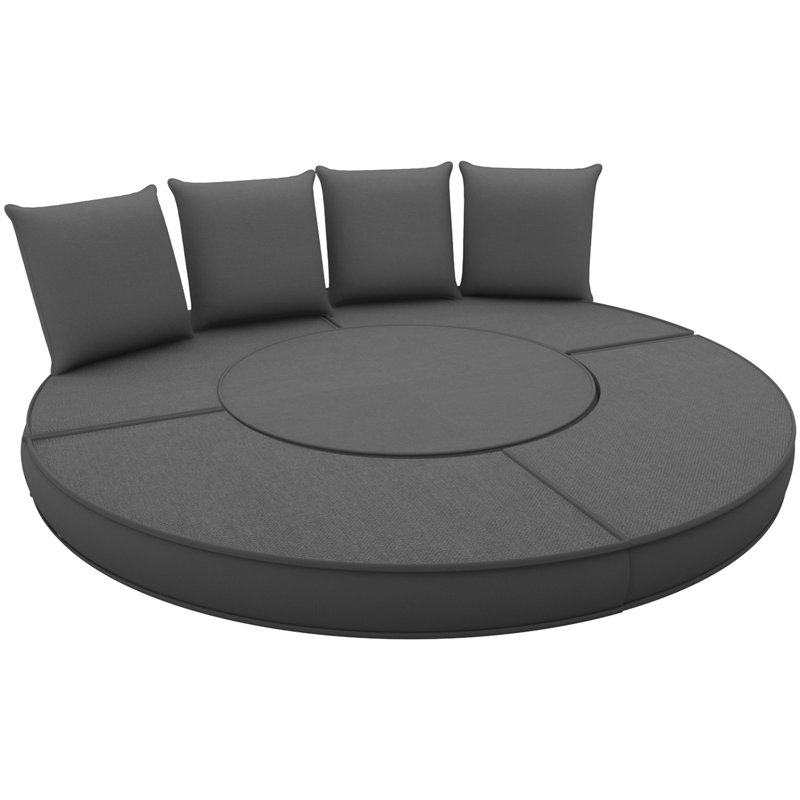 Coussin de lit rond de remplacement imperméable 66 po, Gris foncé