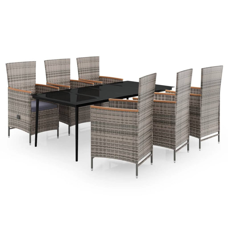 Rectangular 6 - Person Lounge Dining with Cushions, Gray, Gray