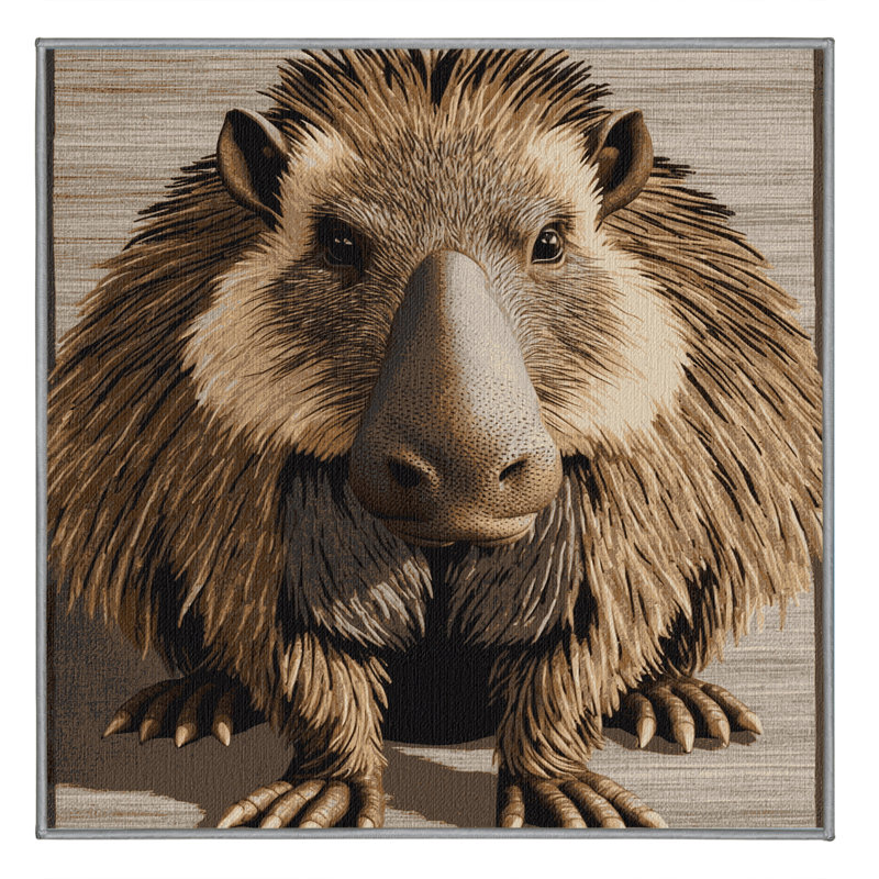Washable Aardvark Wildlife Area Rug, Square 5'