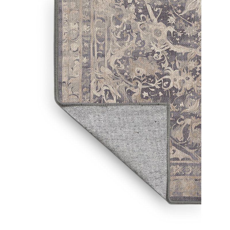 Machine Washable Gray Area Rug, Runner 2' x 5'