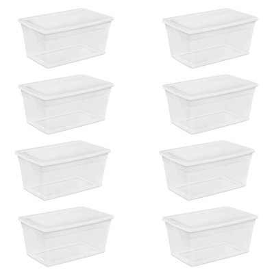 Sterilite Storage Box, Stackable Bin with Lid, Plastic Container to Organize Shoes and Crafts on Closet Shelves