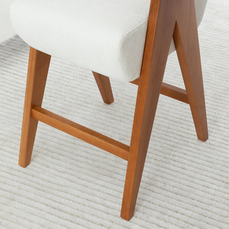 Tabouret de comptoir rembourré avec accoudoirs Kyajah, Blanc