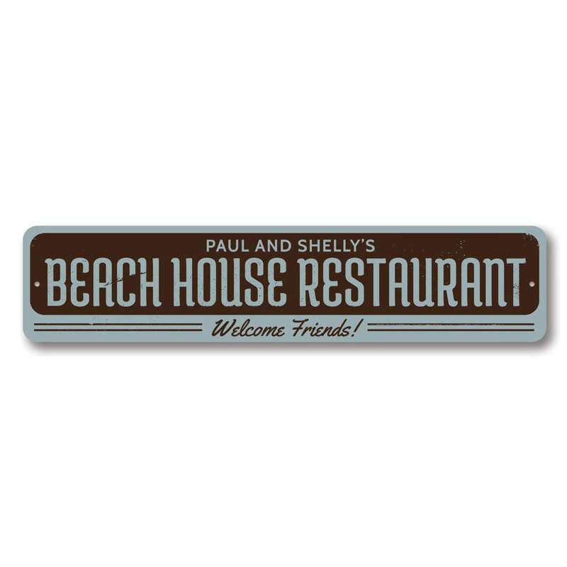 Plaque en aluminium Beach House, H 4 po x l 18 po x P 0,04 po
