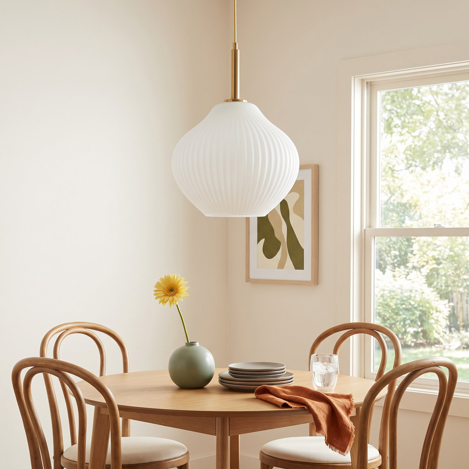 Jonny Dimmable Glass Single Light Pendant, Polished Brass