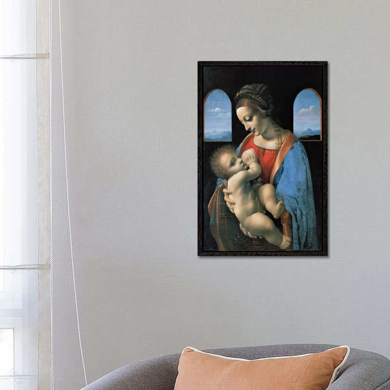 Madonna Litta, 1490 by Leonardo Da Vinci - Print on Canvas, Black Framed, 66.04 cm H x 45.72 cm W