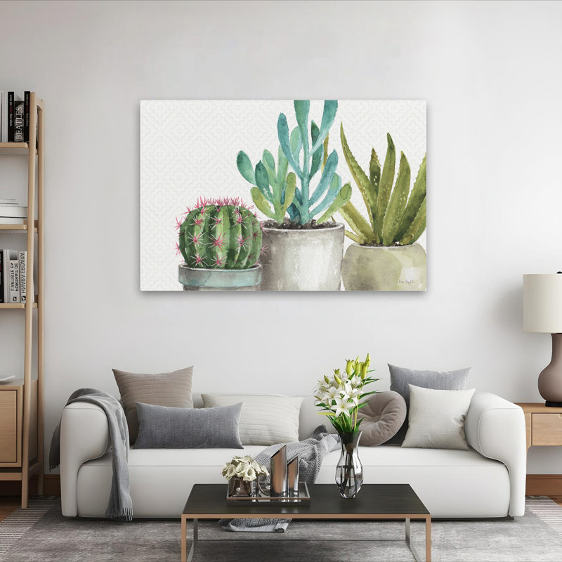 Mélange de verts XXXIV - Cactus, cactus, diamants, éléments naturels, art, H 40 po x l 60 po