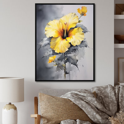 " Yellow And Grey Hibiscus Serenade II "