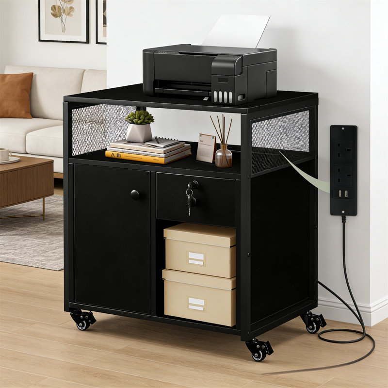 60cm Wide File Cabinet, Black