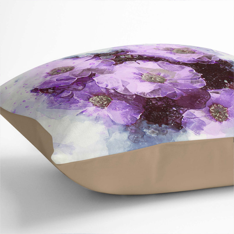 Floral Square Cushion, 40cm H x 40cm W x 15cm D, Stone