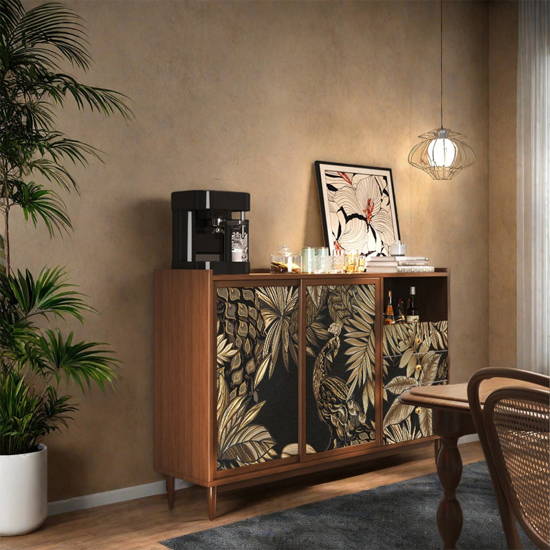Armoire en noyer avec portes et tiroirs
