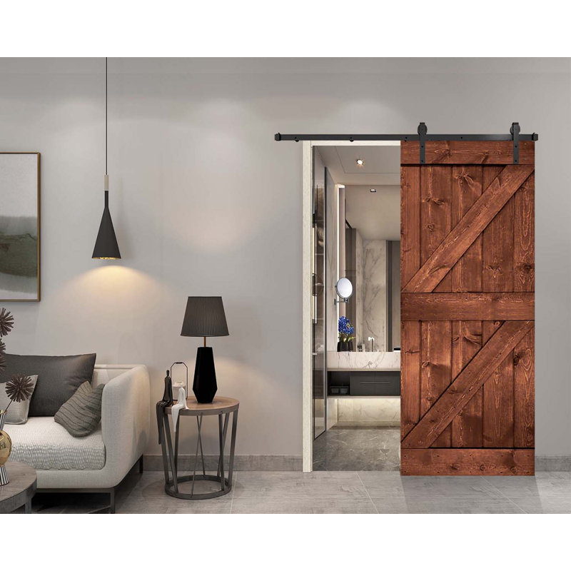 Porte de grange peinte 84 po 84 po, 30 po x 84 po, Noyer