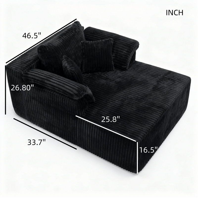 Canapé-lit en velours côtelé de 60 pouces avec structure sans os, fauteuil inclinable profond pour dormir et lire, aucun assemblage requis
