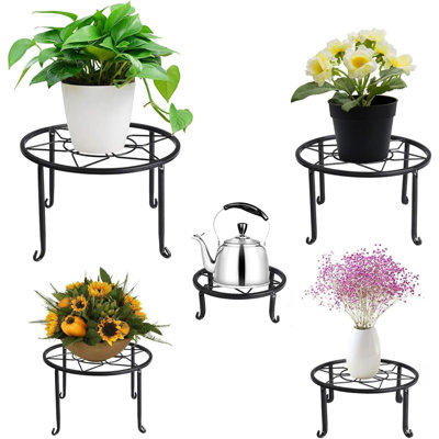 Paquet de 5 supports à plantes en métal, support en pot robuste pour pot de fleurs, support de jardin rond en métal antirouille pour jardin