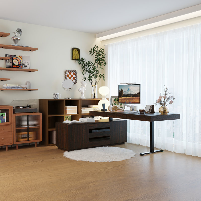 Adjustable Height L-Shaped Standing Desk With Storage Cabinet – Ergonomic Workstation For Home And Office