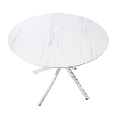 Table de salle à manger ultramoderne avec bureau en faux marbre et pieds en métal pour 4 personnes