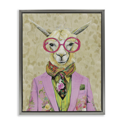 Stylish Llama with Glasses Floating Frame, design by Svetlana Aleynikova
