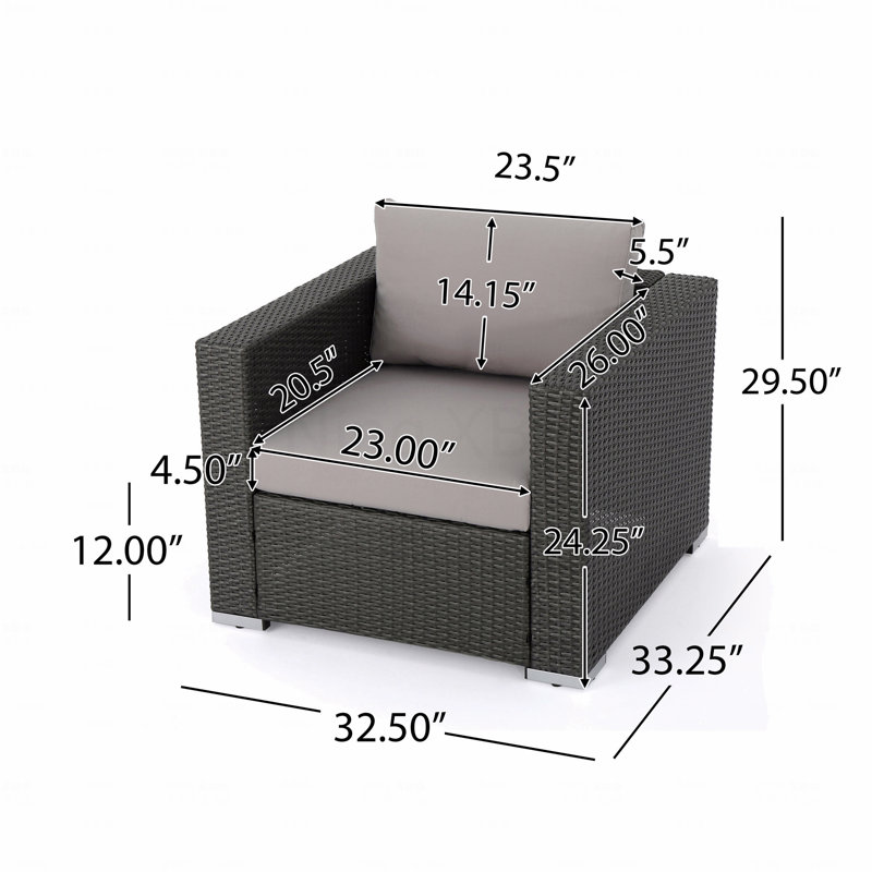 Patio Club Chair Gry + Alu, Gray Cushion/Gray Frame