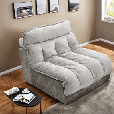 Canapé d'angle à compression, assise nuage en chenille grise moderne, 115 cm (45,28 po) pour la maison