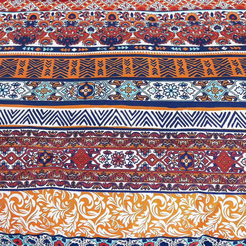 Bohemian Multicolor Queen Microfiber Comforter Set with Pillow Shams