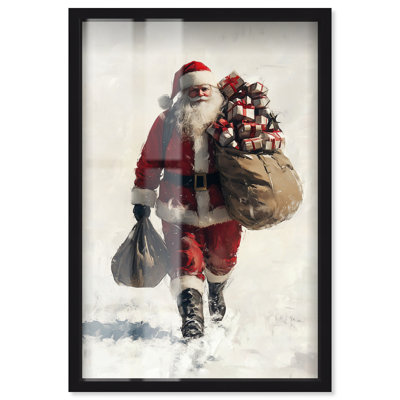Décoration de Noël de Noël, livraison de cadeaux encadrés par Art Remedy, cadre noir, 31 x 46