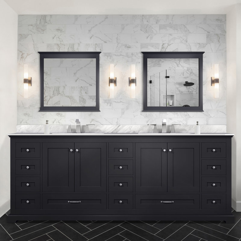 84 po X P 22 po Meuble-lavabo double D 4 portes avec plateau en marbre de Carrare, Espresso