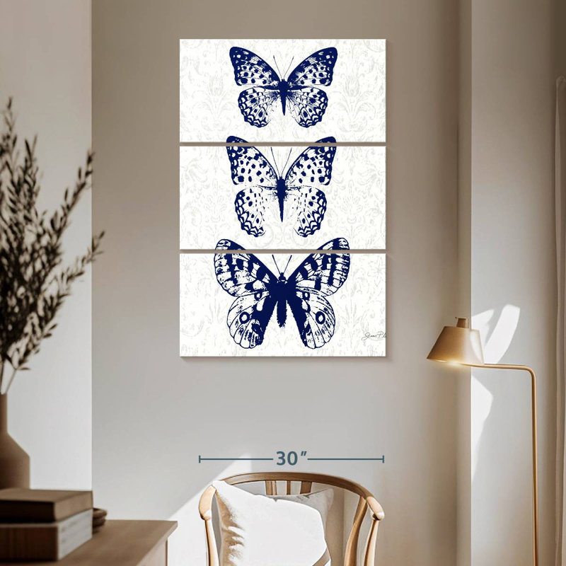 Brampt Indigo Butterfly Study, 65'' H x 42'' W
