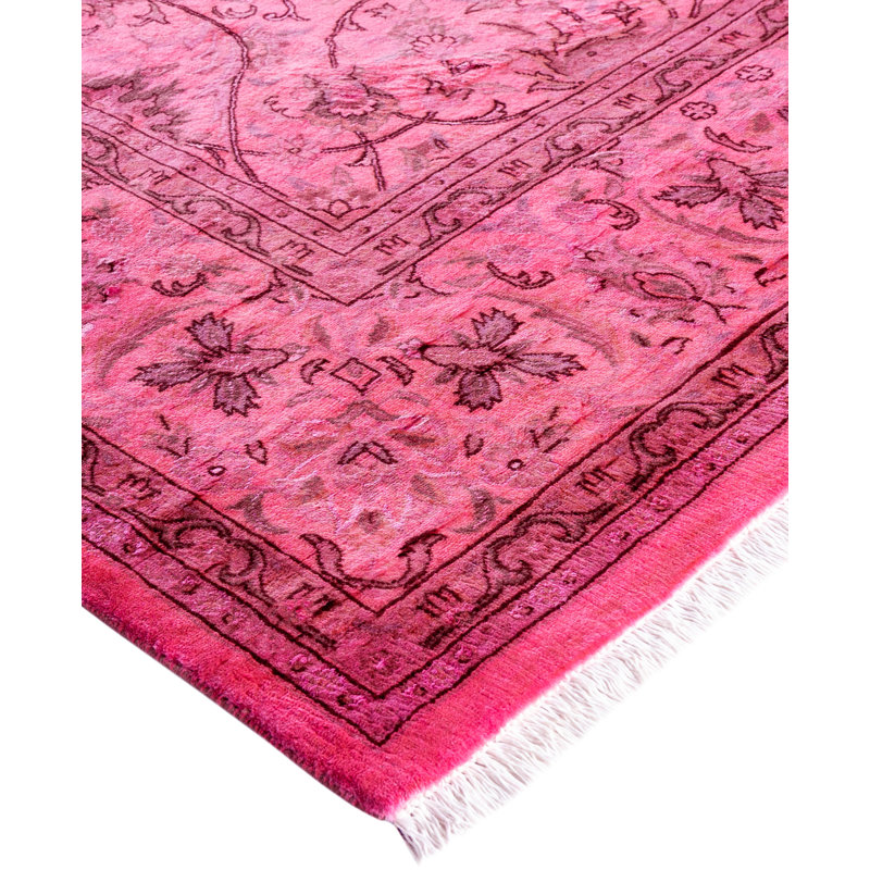 Overdyed Hand-Knotted Wool Modern-Contemporary Pink Area Rug 6' 0" x 9' 3"