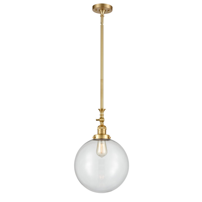Clermont 1 - Light Single Pendant, No Bulb Included, Clear, Satin Gold