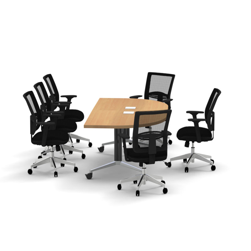 Rectangle 6 Person 80'' L Training Table and Chair Set with Casters, Beech