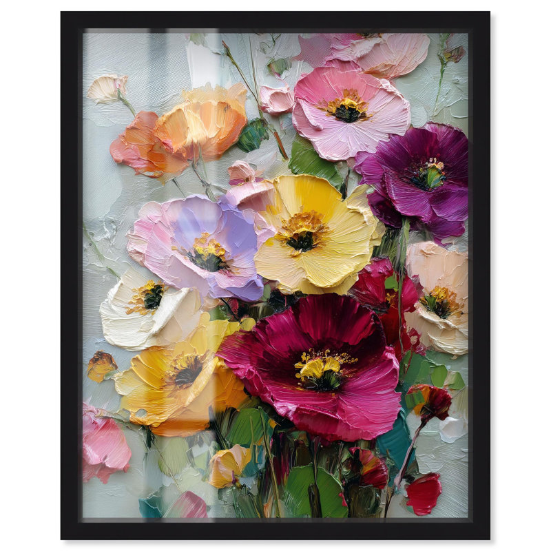 «Floral Texture I Shadowbox Print» par Art Remedy, H 21 po x l 17 po, Noir
