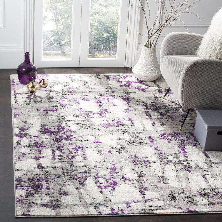 Jeter Abstract Gray/Purple Area Rug