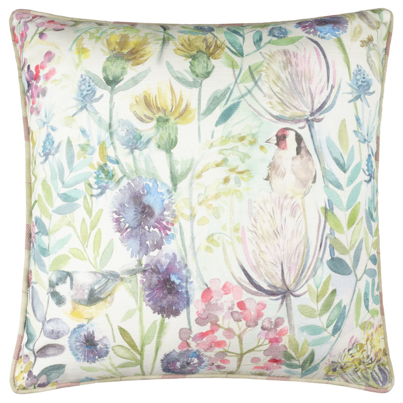 Morning Chorus Indoor / Outdoor Floral Square Throw Cushion