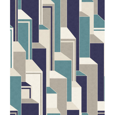 Rouleau de papier peint géométrique L 33 po x l 25,2 po Bunice Latte & Graphite
