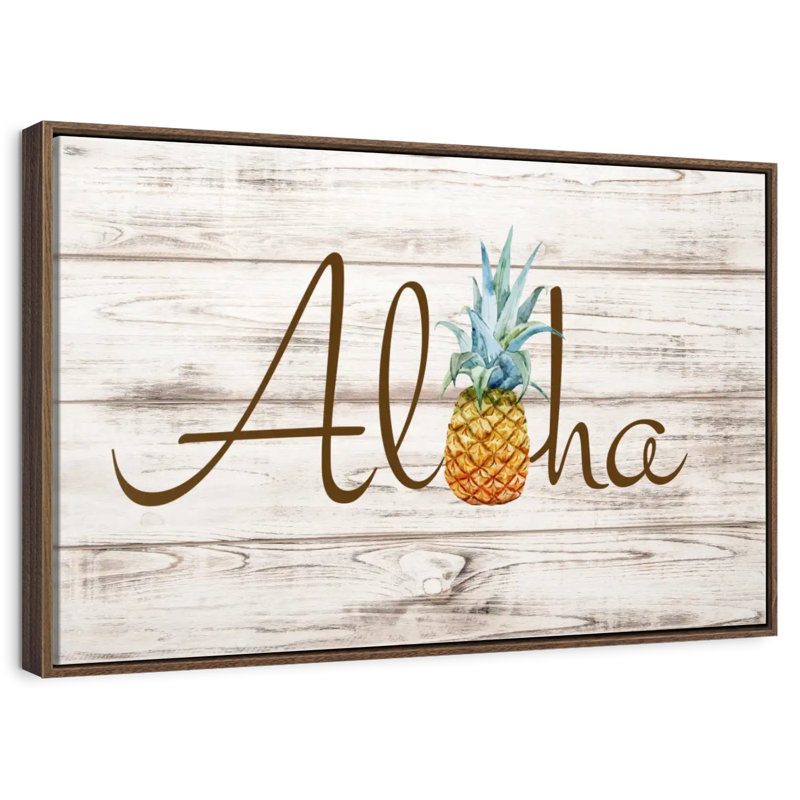 Aloha ananas, Cadre flottant noyer, 43 po x 29 po