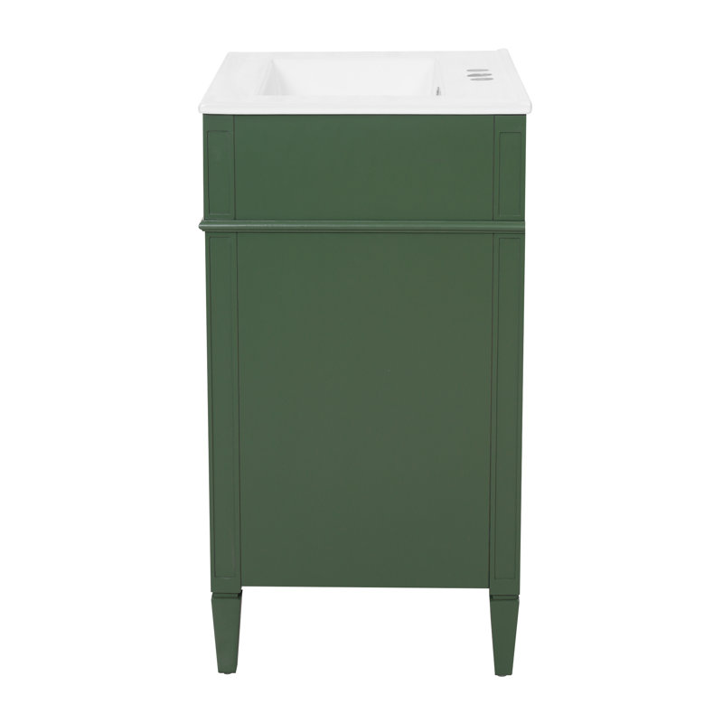 Meuble-lavabo moderne avec un lavabo, 61 cm (L) x 46 cm (P), armoire en bois vert avec lavabo en céramique intégré et tiroirs
