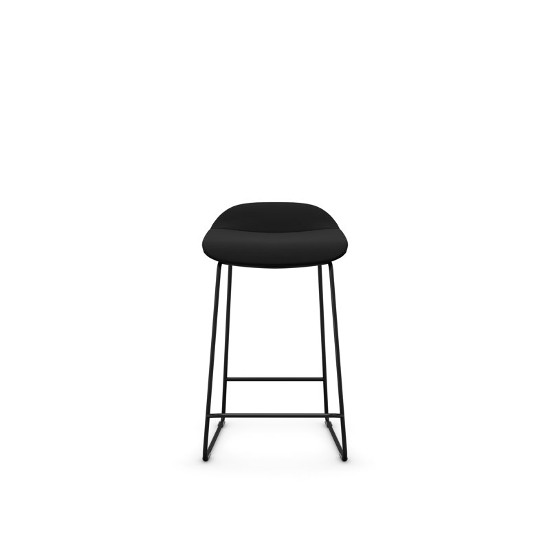 Tabouret Lilly , Noir, Polyester onyx, Tabouret de comptoir (siège d'une hauteur de 24 p