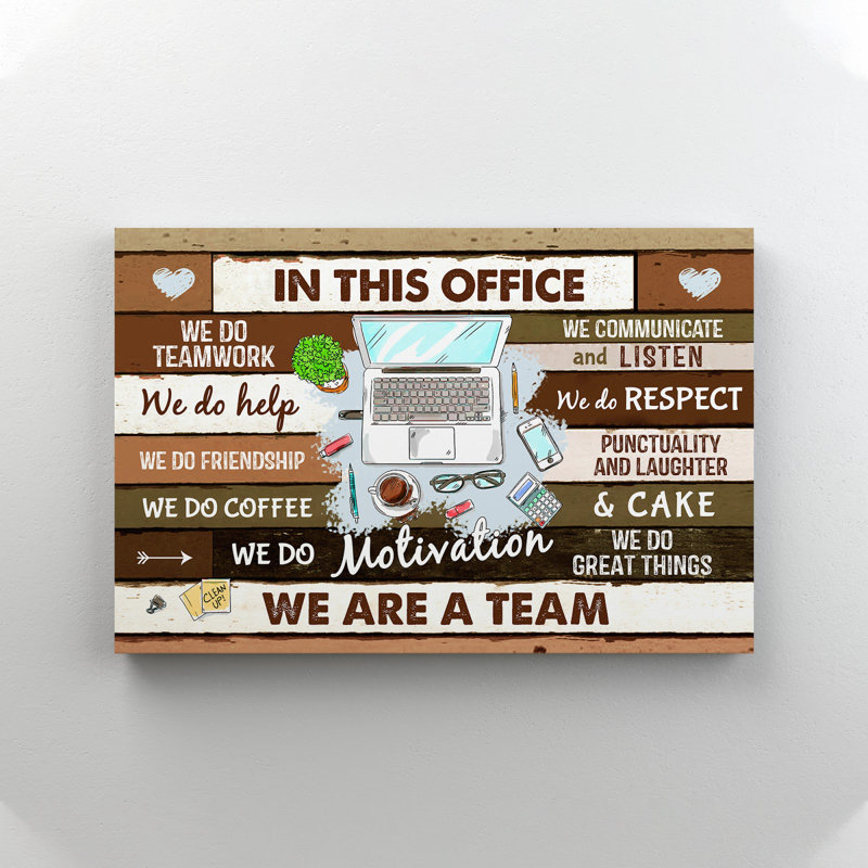 Computers - In This Office We Are A Team Gallery Wrapped Canvas, 24" H x 36" W x 2" D