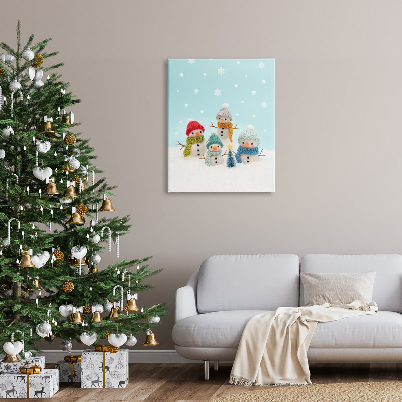 Arbre de Noël Winter Snowmen sur toile, H 40 po x l 30 po x P 1,5 po