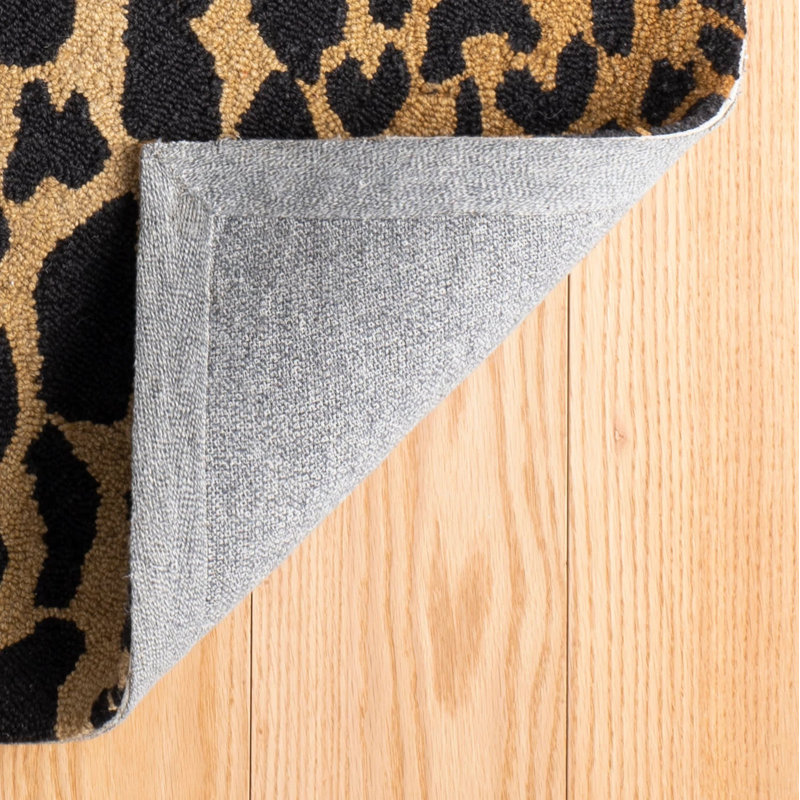 Leopard Hand Micro Hooked Wool Rug, Rectangle 2' x 3'