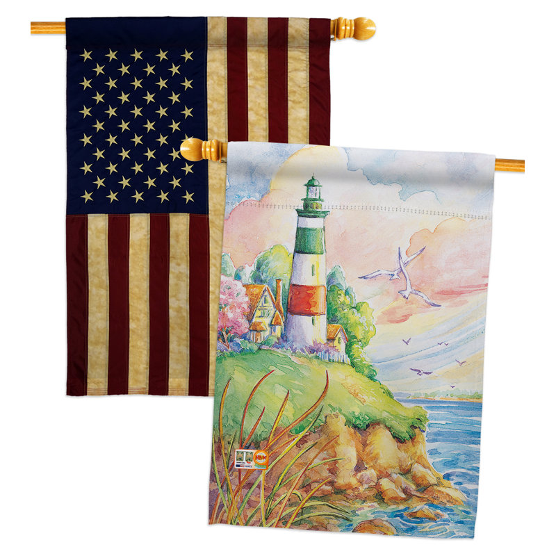 Phare en polyester 2 côtés 40 x 28 po falaise drapeau maison