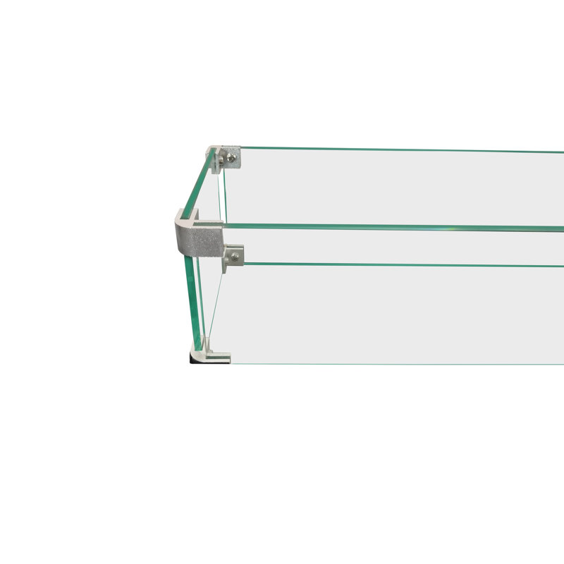 Rectangle Glass Fire Pit Accessory, 5" H x 34" W x 7" D