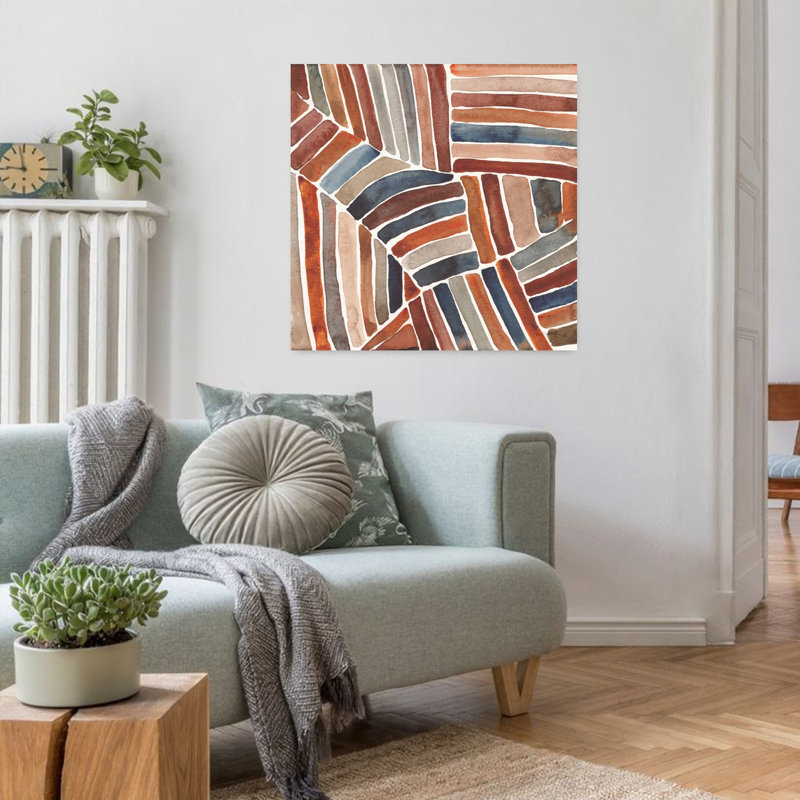 Art contemporain de sillon contemporain avec panier abstrait, H 32 po x l 32 po