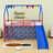 Twin Metal Loft Bed With Curtain, Slide And Ladder-1849869612