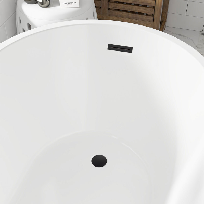Cora 67" x 32" Freestanding Acrylic Bathtub, White/Matte Black
