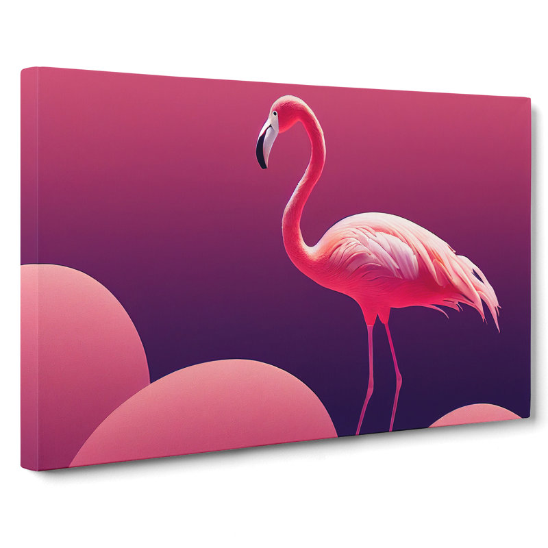 Resplendent Modern Flamingo - Wrapped Canvas Print, 50cm H x 76cm W x 3cm D